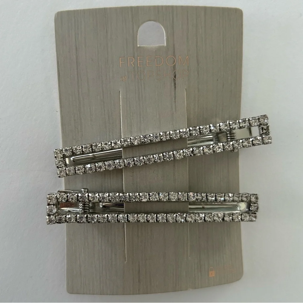 🦋 5/$25 - Rhinestone Barrette Hair Clips (Set of 2) by Topshop Freedom
